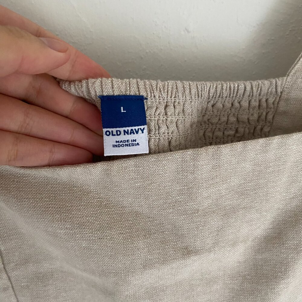 NEW Old Navy Square-Neck Linen-Blend Mini Dress in Flax Linen Size L - Picture 6 of 7